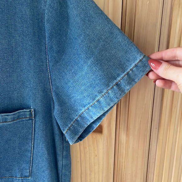 Denim button down romper - Picture 4 of 5